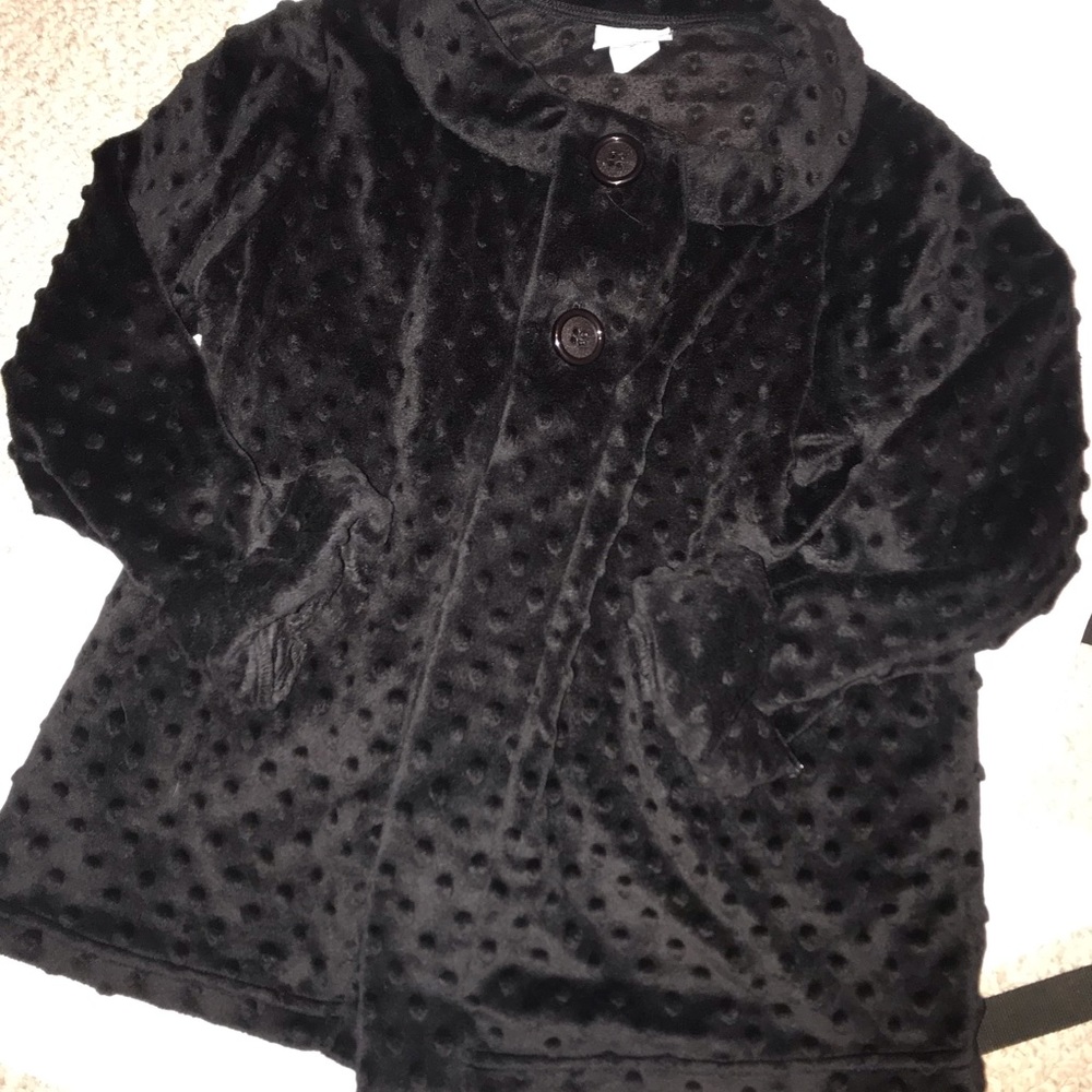 Girls Black “minky” fabric coat